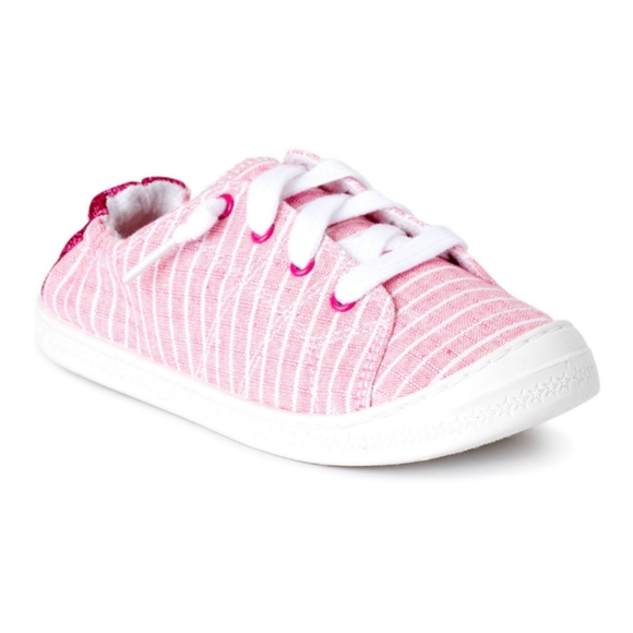 NWT Wonder Nation little girls Pink Stripes Casual Bump Toe Sneakers. Size 1 - Picture 1 of 6